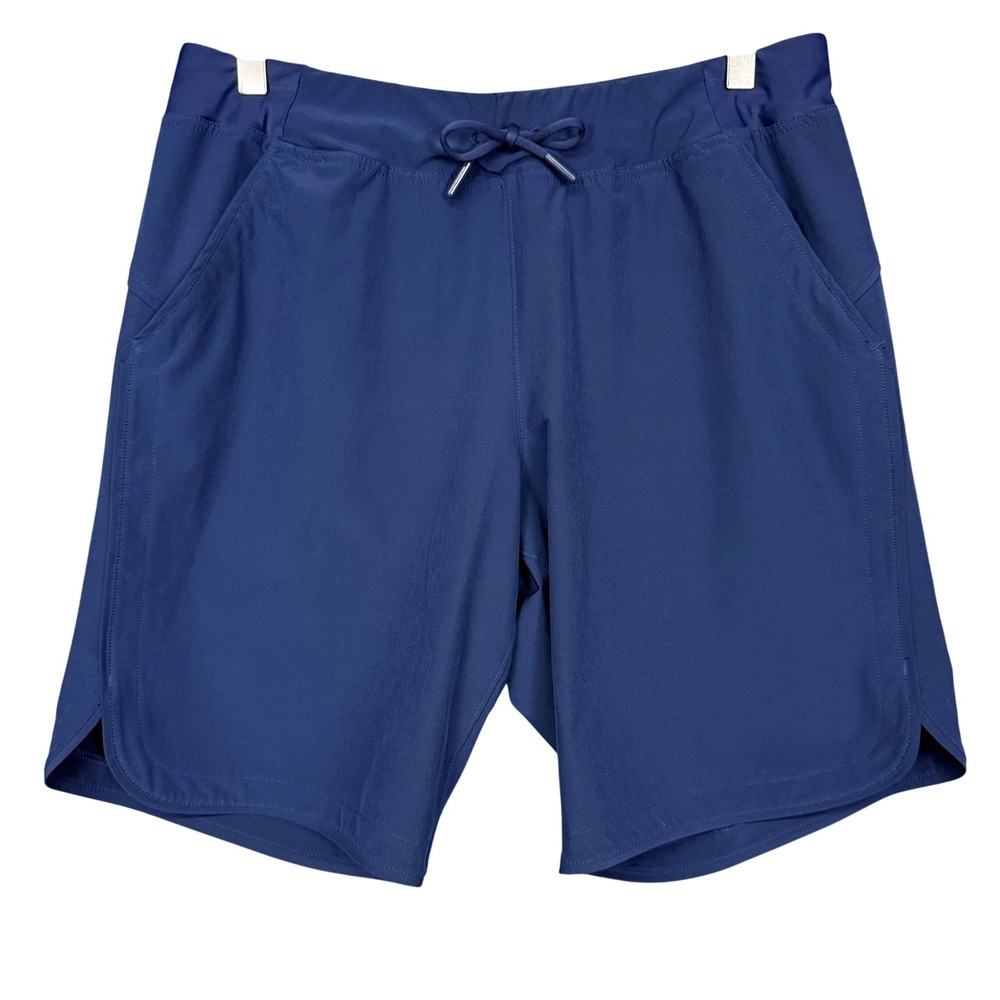 Lands End Shorts Womens 8 Navy Blue Active Stretch‎ Pockets High Rise Drawstring